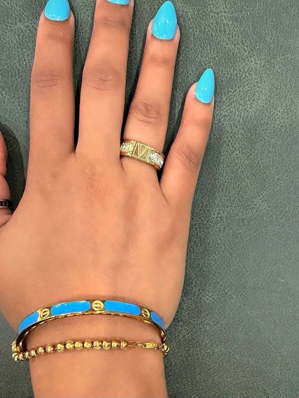 Blue & Gold-Tone Bangle Bracelet